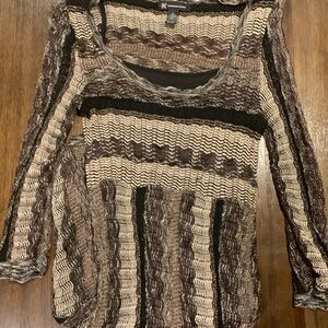 INC black gold crochet dress fully lined size large